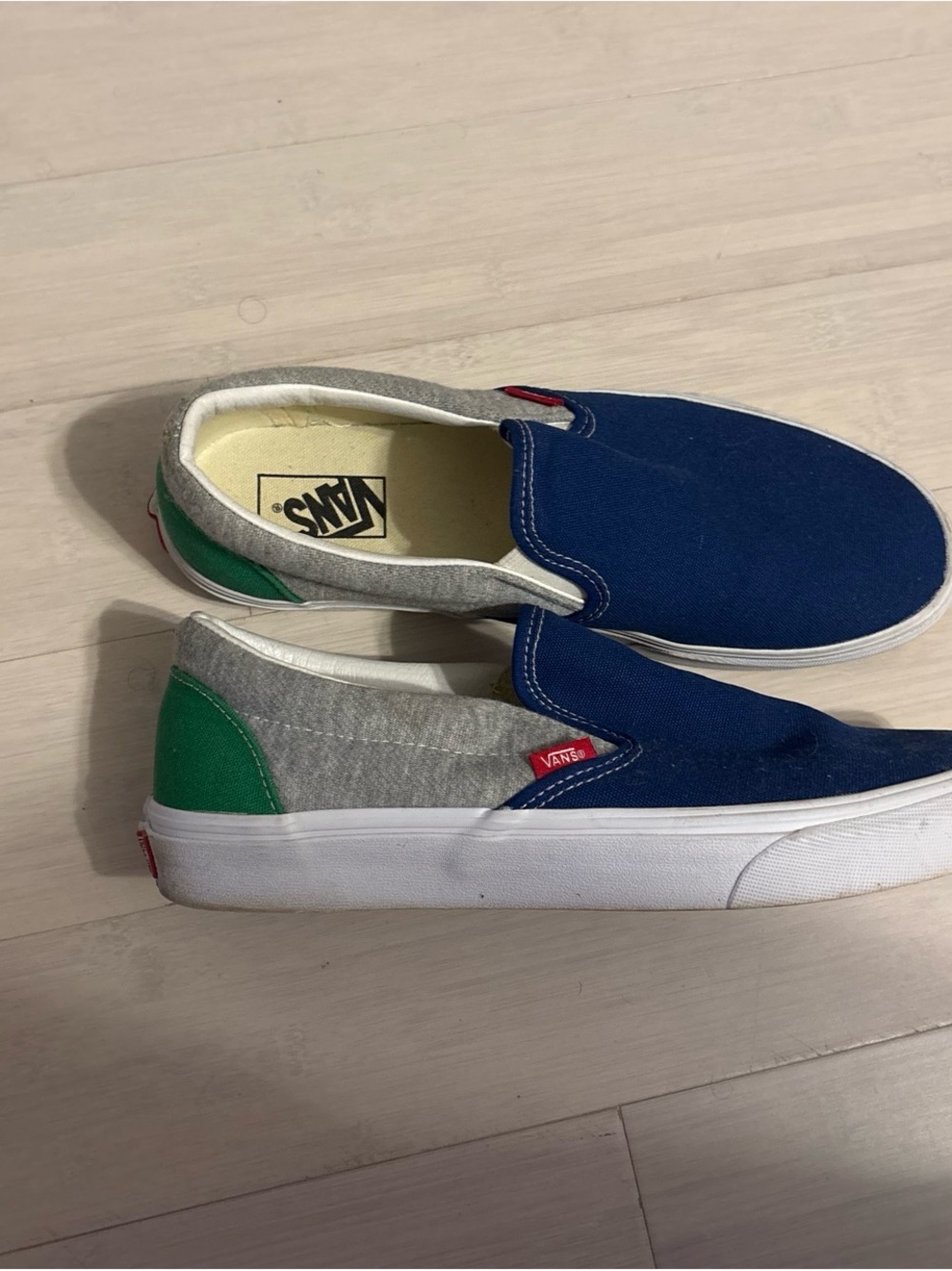 Vans Slip-On Colorblock Loafers in Blue, Gray & Green